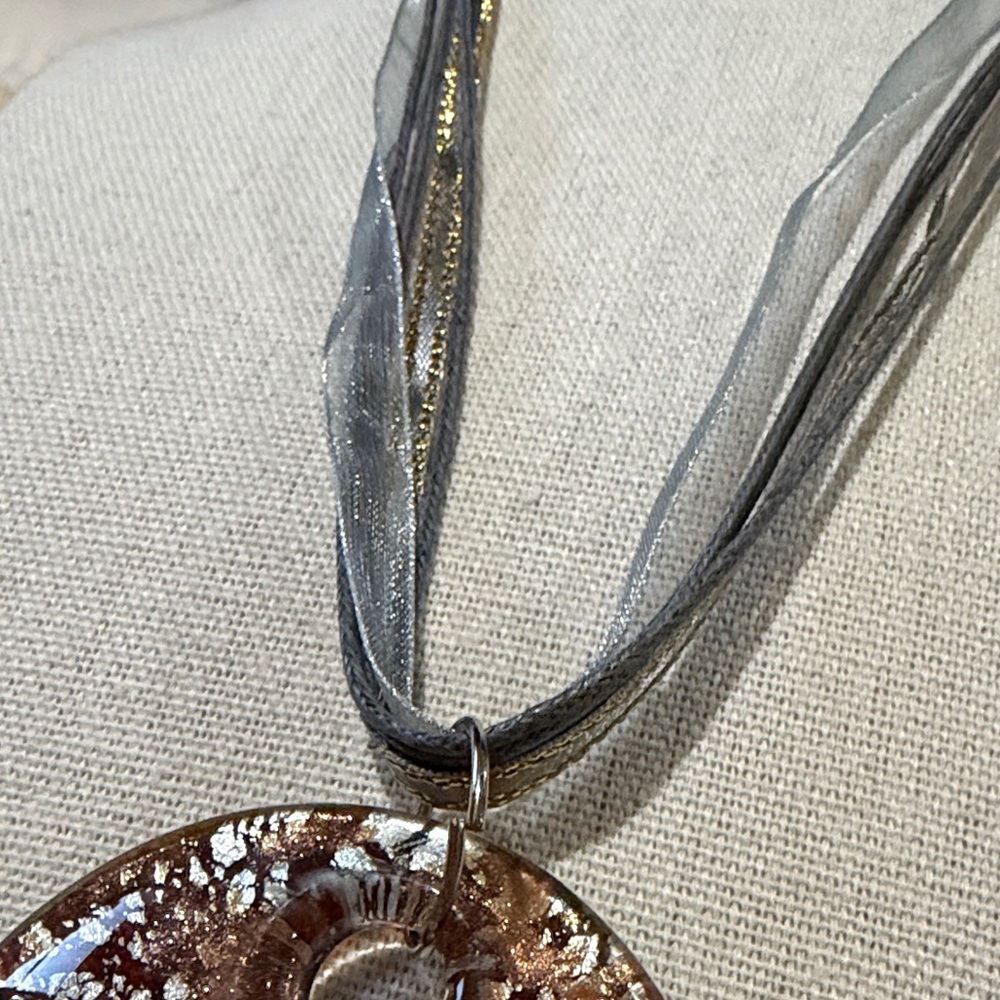 Millefiori Italian Glass Pendant with Gold and Silver Background “ - Picture 9 of 9